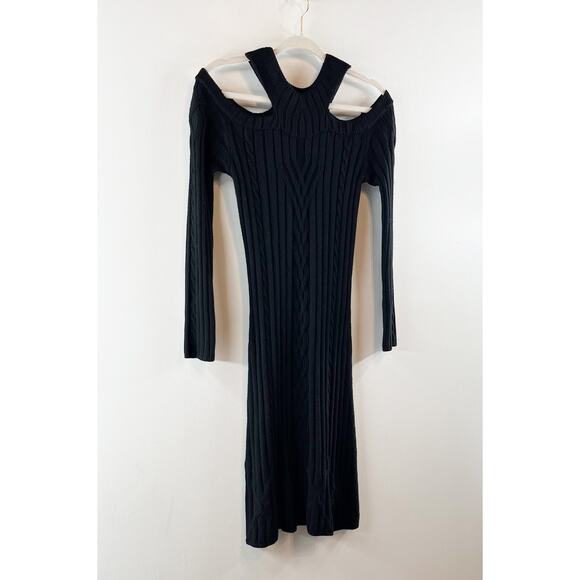 Anne Fontaine Amandine Long Sleeve Knit Dress With Shoulder Cutouts Black Small - Picture 6 of 14